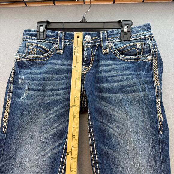 Rock Revival Jeans Women's 27 (4) Dark Blue Anja Boot Cut Preppy Western Bling - Picture 13 of 15